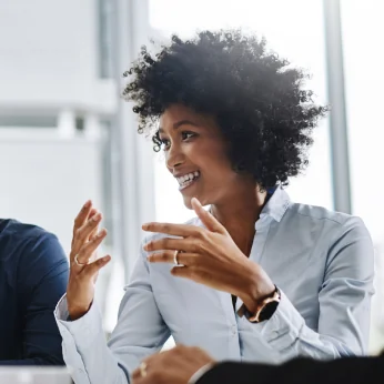 Woman speaking in a meeting